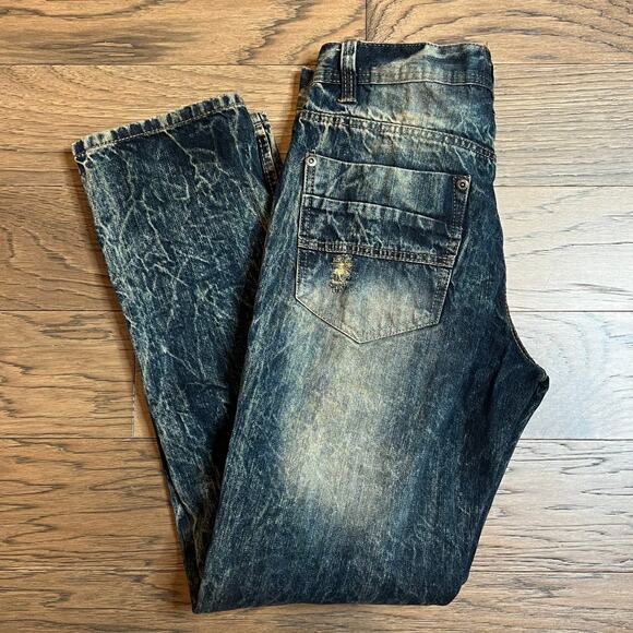 Southpole Distressed Ripped Jeans Acid Wash Blue Denim - Picture 7 of 7